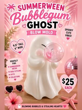 Summerween Bubblegum Ghost Blow Mold - Pink Bubble Accent